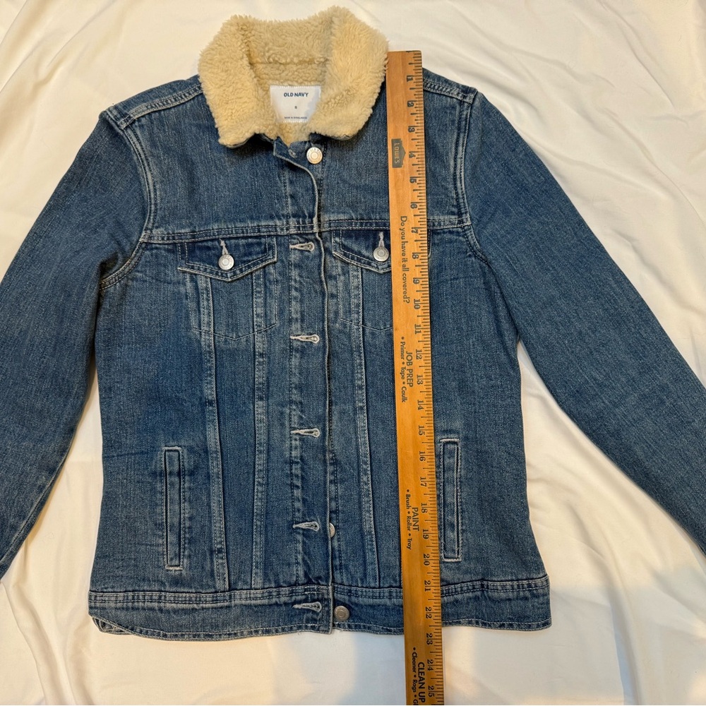 Old Navy Blue Denim Jacket with Cream Fleece Collar